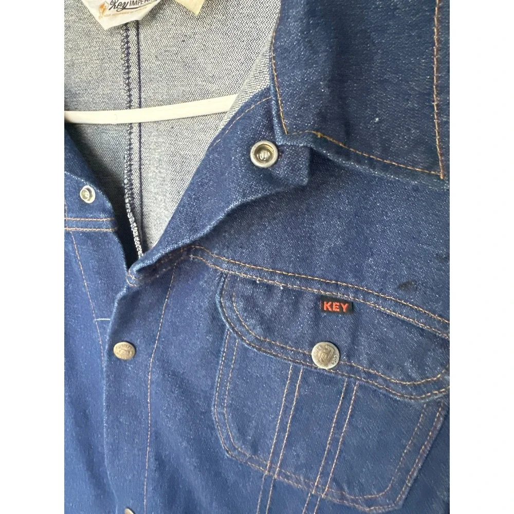 Key Imperial Vintage Denim Chore Jacket Mens 48 Tall Blue Cotton Made in USA